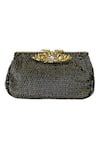 Shop_Kokommo_Black Embellished Vicenza Hand Embroidered Clutch _at_Aza_Fashions