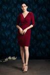 Buy_Mandira Wirk - Indian_Maroon Draped Dress _at_Aza_Fashions