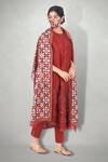 Shop_I Am Design_Maroon Silk, Satin Linen Round Kurta Set _Online_at_Aza_Fashions
