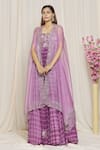 Buy_Yoshita Couture_Purple Anarkali - Georgette With Shantoon Lining Liana Tie Dye Cape _at_Aza_Fashions