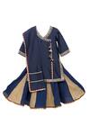Buy_Minime Organics_Blue Chanderi Beads, Tassels Embellished Kurta Lehenga Set _at_Aza_Fashions
