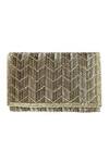 Shop_Kokommo_Grey Hand Embroidered Chevron Beaded Clutch _at_Aza_Fashions