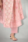 Shop_I Am Design_Pink Silk, Satin Linen Round Kurta Set _Online_at_Aza_Fashions