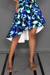 Redefine_Blue Mashru Silk Phoenix High Low Reversible Skirt_Online_at_Aza_Fashions