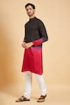 Hilo Design_Black Falling Raw Silk And Cotton Lycra Ombre Kurta & Pant Set _at_Aza_Fashions