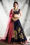 Buy_Tisha Saksena_Blue Dupatta Organza, Top And Lehenga Raw Silk Dori & Embriodered Bridal Set_at_Aza_Fashions