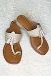 Shop_Sandalwali_Silver Tassels Raveena Kolhapuri Heels _at_Aza_Fashions