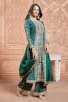 Buy_Aariyana Couture_Green Kurta- Tussar Georgette Printed Patola Round Pant Set _at_Aza_Fashions