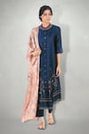 Buy_I Am Design_Blue Thread Embroidered Kurta With Pant And Dupatta _at_Aza_Fashions