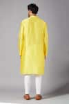 Shop_Hilo Design_Yellow Silk, Cotton, Lycra Embroidery Saanjh Kurta And Pant Set _at_Aza_Fashions
