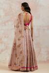 Shop_Aum By Asit And Ashima_Fuchsia Blouse , Lehenga Banarasi And Dupatta Net Mirror, Thread, Set_at_Aza_Fashions