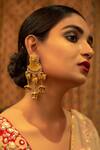 Shop_Kanyaadhan By Dhirajaayushi_Multi Color Beads Thread Hand Embroidered Earrings _at_Aza_Fashions