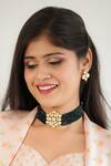 Shop Ishhaara Gold Plated Beads, Diamonds Kundan Embellished Floral Motif Choker Set Online at Aza Fashions Shop_Ishhaara_Gold Plated Beads, Diamonds Kundan Embellished Floral Motif Choker Set _Online_at_Aza_Fashions