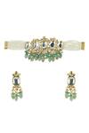 Ishhaara_Gold Plated Kundan Bead Drop Choker Set _Online_at_Aza_Fashions