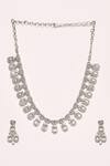 Shop_Nazaakat By Samara Singh_White Stone Embellished Crown Necklace Set_at_Aza_Fashions