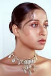 Buy_Kanyaadhan By Dhirajaayushi_White Beads Shell Drop Choker _at_Aza_Fashions