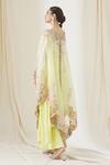 Shop_Anamika Khanna_Yellow Floral Embroidered Cape And Skirt Set_at_Aza_Fashions