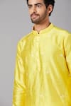 Buy_Hilo Design_Yellow Silk, Cotton, Lycra Embroidery Saanjh Kurta And Pant Set _Online_at_Aza_Fashions