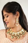 Buy Ishhaara Gold Plated Beads, Diamonds Emerald Drop Choker Set at Aza Fashions Buy_Ishhaara_Gold Plated Beads, Diamonds Emerald Drop Choker Set _at_Aza_Fashions