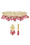 Buy_Ishhaara_Gold Plated Beads, Diamonds Kundan Embellished Choker Set _Online_at_Aza_Fashions