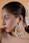 Buy_Kanyaadhan By DhirajAayushi_Gold Plated Beads Shell Drop Earrings _at_Aza_Fashions