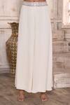 Shop_Aariyana Couture_Off White Kurta Viscose Georgette Front Slit And Flared Pant Set 
