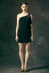 Buy_Mandira Wirk_Black Asymmetric One Shoulder Dress For Women_at_Aza_Fashions