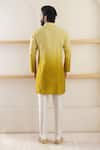 Shop_Shreyansh Designs_Yellow Cotton Silk Blend Ombre Short Kurta _at_Aza_Fashions