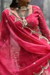 Shop_Paulmi and Harsh_Pink Lehenga And Blouse Georgette Dupatta Tissue Print & Set  _at_Aza_Fashions