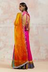 Shop_Aum By Asit And Ashima_Fuchsia Silk Floral Halter Neck Anarkali With Dupatta_at_Aza_Fashions