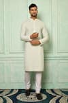 Buy_Nazaakat by Samara Singh_Green Chikankari Cotton Kurta_at_Aza_Fashions