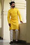 Buy_Hilo Design_Yellow Satin, Cotton Nilay Kurta And Pant Set_at_Aza_Fashions