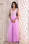 Shop_Aariyana Couture_Purple Viscose Georgette Hand Embroidered Pearl And Bodice Pleated Jumpsuit _Online_at_Aza_Fashions