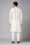 Shop_Hilo Design_Off White Cotton, Lycra Embroidery Basik Kurta And Pant Set _at_Aza_Fashions