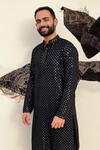 Shop_Hilo Design_Black Georgette, Silk Mirrors Embroidered Kurta And Patiala Pant Set _Online_at_Aza_Fashions