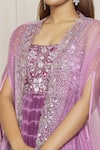 Yoshita Couture_Purple Anarkali - Georgette With Shantoon Lining Liana Tie Dye Cape For Women_Online_at_Aza_Fashions