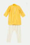 Buy_Shruti Jalan_Yellow Crepe, Cotton Gota Patti Embroidered Kurta Pant Set _at_Aza_Fashions