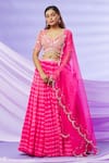 Buy_Yoshita Couture_Pink Lehenga And Blouse - Georgette With Shantoon Lining Tie & Dye Leheriya Set _at_Aza_Fashions