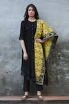 Shop_I Am Design_Black Sequin Round Neck Embroidered Kurta With Pant And Woven Dupatta _Online_at_Aza_Fashions