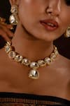 Shop Ishhaara Gold Plated Diamonds, Stones Polki Embellished Necklace Set Online at Aza Fashions Shop_Ishhaara_Gold Plated Diamonds, Stones Polki Embellished Necklace Set _Online_at_Aza_Fashions