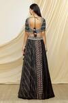 Shop_Prisha_Black Silk Embroidered Ajrakh Scoop Neck Print Lehenga Set _at_Aza_Fashions