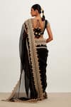 Shop_Devnaagri_Black Silk Organza Embroidered Dori Square Neck Georgette Saree With Blouse_at_Aza_Fashions