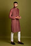 Buy_Chatenya Mittal_Maroon Cotton Silk Pintuck Kurta Set _Online_at_Aza_Fashions