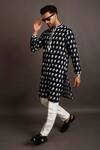 Chatenya Mittal_Black Cotton Floral Print Kurta Set _Online_at_Aza_Fashions