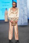 Sejal Kamdar_Beige Gajji Silk Embellished Cut Pipe And Cutdana Work Blazer Pant Set  _at_Aza_Fashions