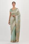 Buy_Nakul Sen_Blue Chiffon Sequin Embroidered Saree With Blouse _at_Aza_Fashions