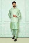 Buy_Arihant Rai Sinha_Green Kurta Silk And Pyjama Cotton Embroidery Thread Bundi & Set_at_Aza_Fashions