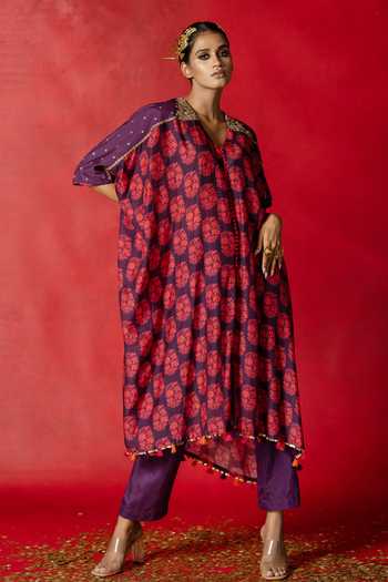 PRG7483 Sheer Avatar Pure Silk Short Kaftan Tunic without Slits