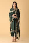 Buy_Zeefaa_Green Kurta Chanderi Pant Cotton Satin Dupatta Organza Embroidered Set _at_Aza_Fashions