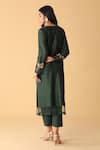 Shop_Zeefaa_Green Kurta Chanderi Pant Cotton Satin Dupatta Organza Embroidered Set _at_Aza_Fashions